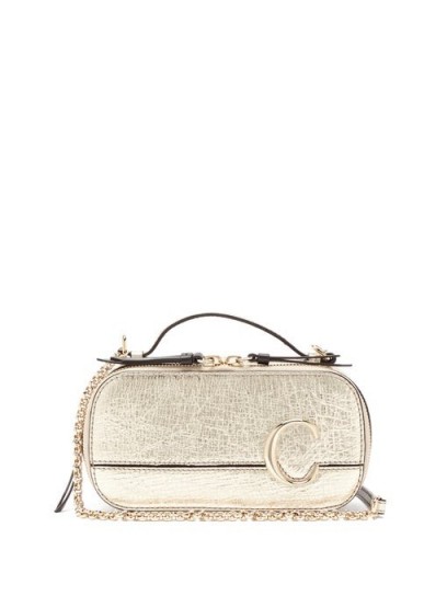 CHLOÉ The C structured metallic-leather cross-body bag in gold ~ luxe bags