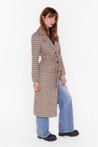 NASTY GAL The Winner Check’s It All Longline Coat in stone / longling belted coats