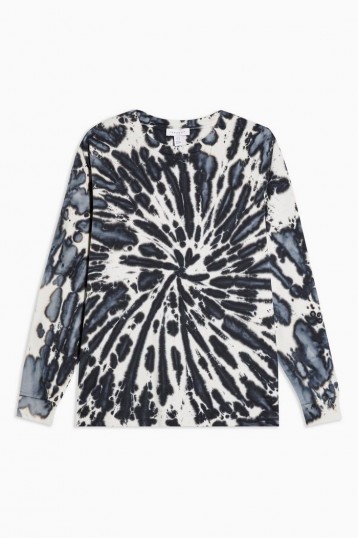 Topshop Tie Dye Long Sleeve By Topshop Boutique in Monochrome
