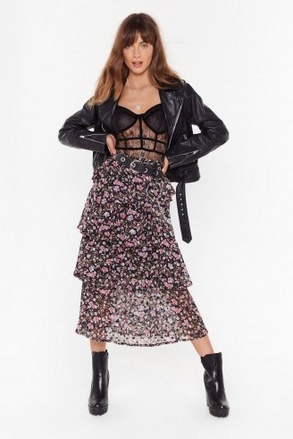 NASTY GAL Tiers to Us Floral Midi Skirt. TIERED SKIRTS - flipped