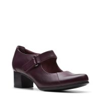 Clarks Un Damson Vibe in Aubergine leather / chunky Mary Janes