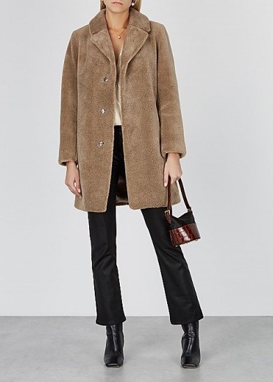 VELVET BY GRAHAM & SPENCER Triselle brown faux shearling coat | luxe coats - flipped