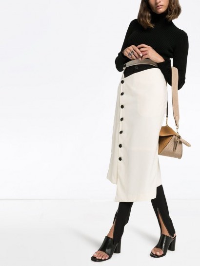LOW CLASSIC asymmetric button-down skirt ~ cut-out detail skirts - flipped