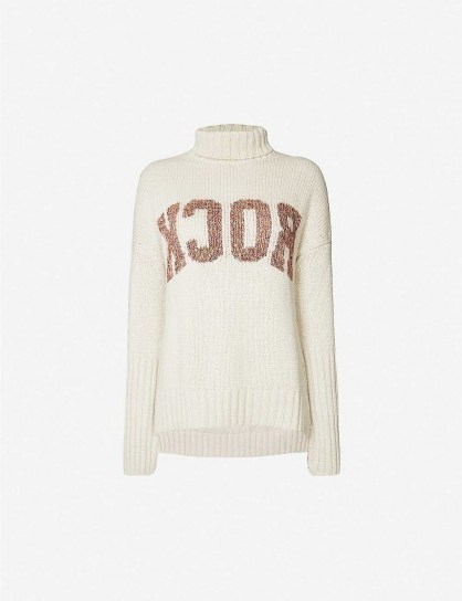 ZADIG&VOLTAIRE Rock-print knitted jumper | neutral roll neck jumpers - flipped