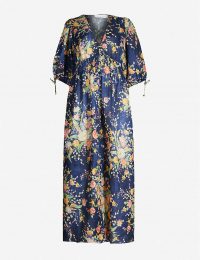 ZIMMERMANN Zinnia cobalt floral-print linen midi dress