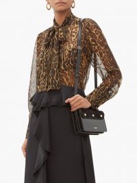 BURBERRY Amelie leopard-print tie-neck mulberry-silk blouse ~ sheer floaty blouses