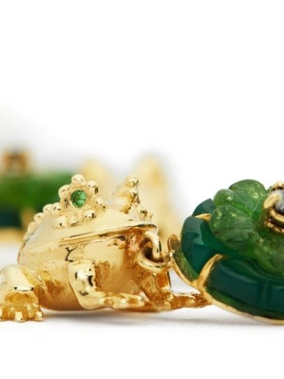 DANIELA VILLEGAS Aristotle diamond, garnet & 18kt gold frog charm earrings ~ detailed jewellery - flipped