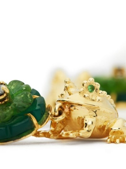 DANIELA VILLEGAS Aristotle diamond, garnet & 18kt gold frog charm earrings ~ detailed jewellery