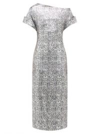 CHRISTOPHER KANE Asymmetric snake-print sequinned dress in silver