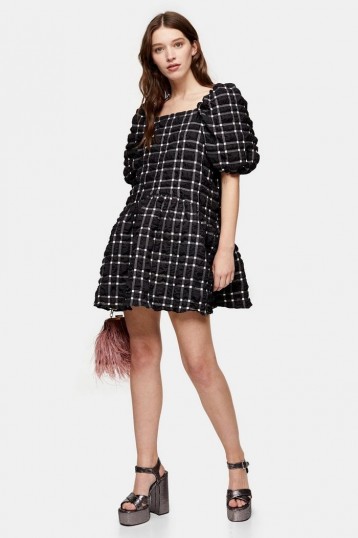 Topshop Black And White Checked Mini Bubble Dress – dresses with volume