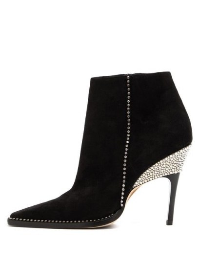 JIMMY CHOO Brecken 100 crystal-embellished suede ankle boots in black - flipped