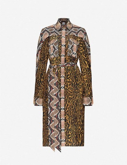 BURBERRY Costanza leopard-print silk midi dress in dark mustard - flipped
