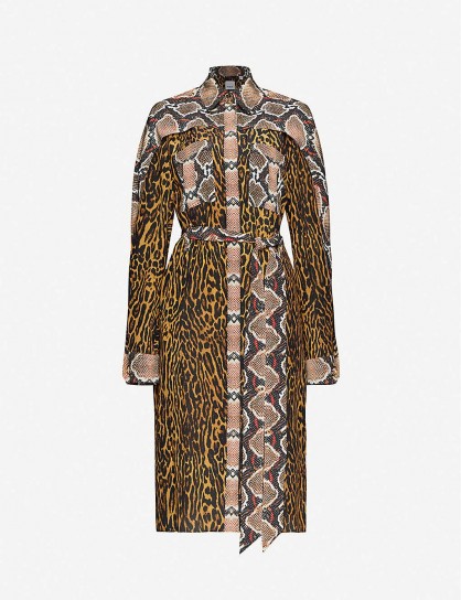 BURBERRY Costanza leopard-print silk midi dress in dark mustard