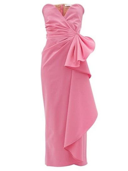 THE ATTICO Bustier draped wool-blend dress in pink ~ strapless party dresses