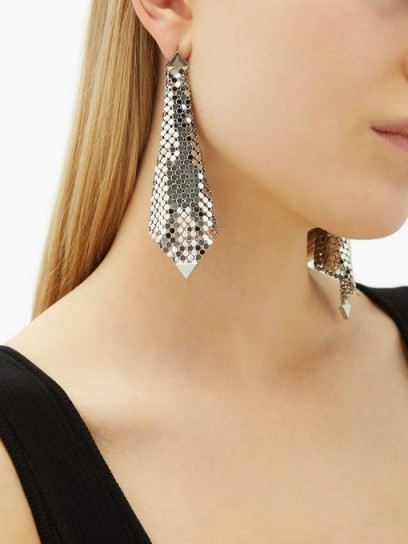 PACO RABANNE Chainmail earrings in silver / glamorous occasion statement jewellery