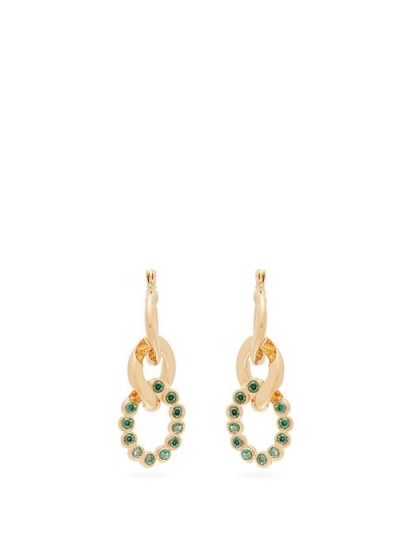 HILLIER BARTLEY Green crystal curb-link earrings - flipped