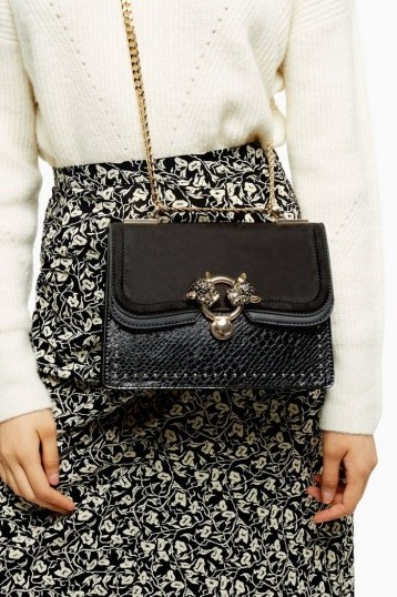 TOPSHOP DOUBLE Black Panther Cross Body Bag - flipped