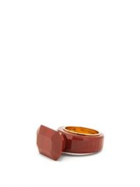 BOTTEGA VENETA Red faceted jasper gold-plated ring – semi-precious stone rings