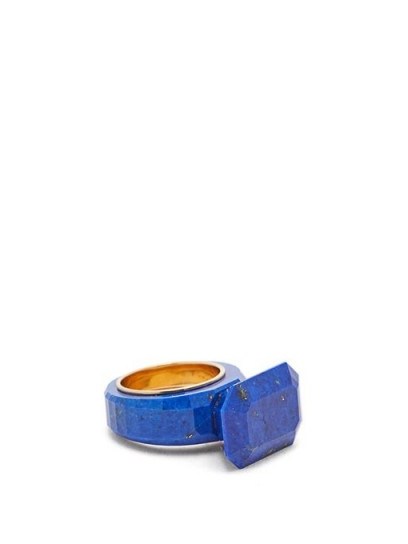 BOTTEGA VENETA Faceted lapis gold-plated ring in blue - flipped