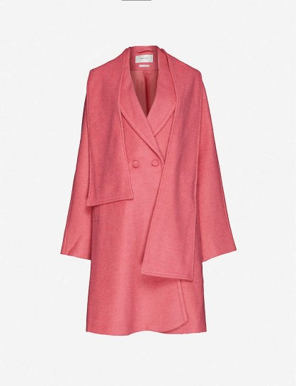 GESTUZ Davina shawl-lapel asymmetric woven coat in rapture rose ~ pretty pink coats