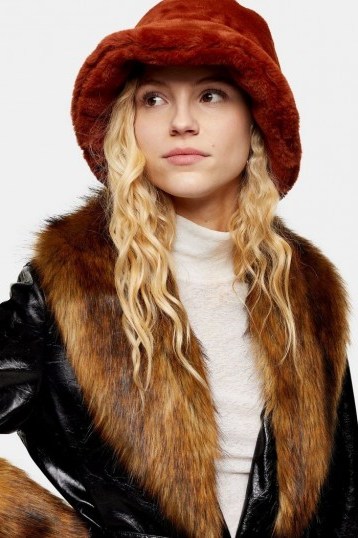 TOPSHOP Ginger Faux Fur Bucket Hat / furry winter hats - flipped