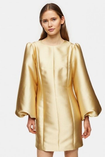 Topshop Boutique Gold Puff Ball Dress / metallic party dresses - flipped