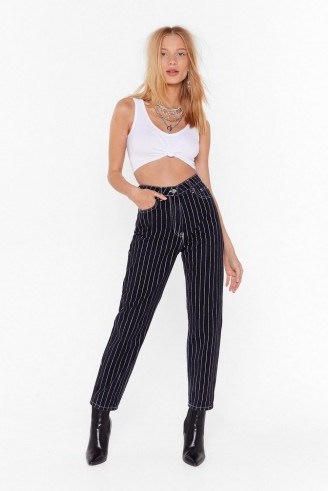 Nasty Gal It’s Gonna Be Line High-Waisted Denim Jeans | pinstripes - flipped