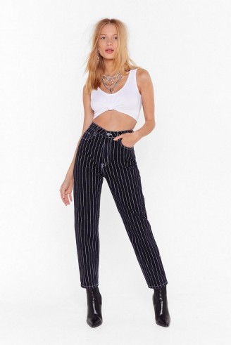 Nasty Gal It’s Gonna Be Line High-Waisted Denim Jeans | pinstripes