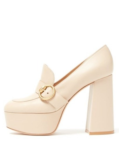 GIANVITO ROSSI Loafer-style beige-leather platform pumps - flipped