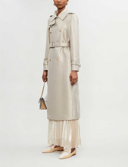 MAX MARA Belted double-breasted metallic-wool coat in albino oro / luxe coats - flipped