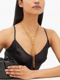 VERSACE Medusa gold-tone double-chain necklace ~ designer necklaces