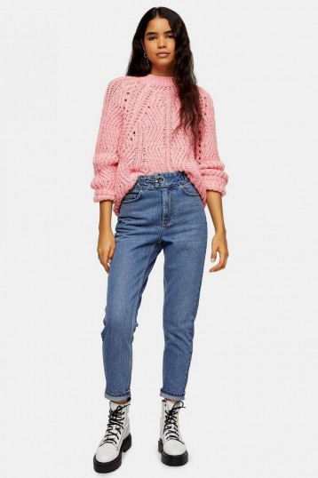 Topshop Mid Blue D Ring Mom Jeans
