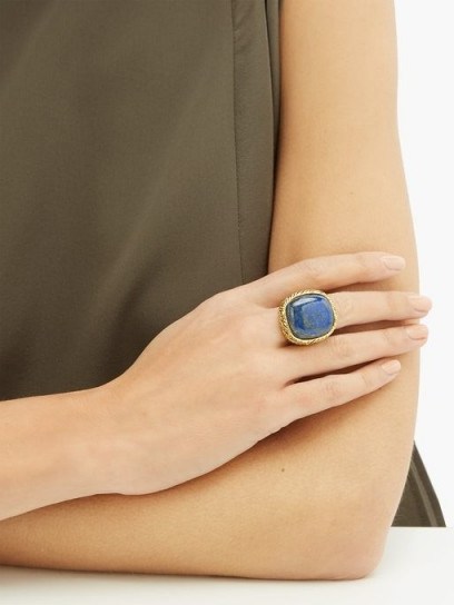 AURÉLIE BIDERMANN Miki lapis and 18kt gold-plated brass ring / blue stone statement rings - flipped