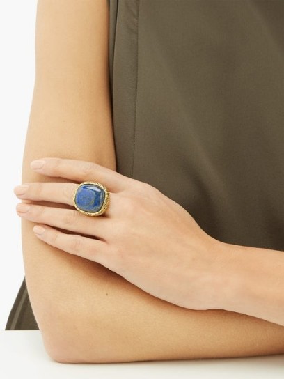 AURÉLIE BIDERMANN Miki lapis and 18kt gold-plated brass ring / blue stone statement rings