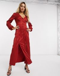 Miss Selfridge satin maxi dress in red – going out fashion