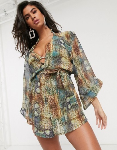 Moda Minx beach kimono in snake print – beachwear – kimonos – cover-ups