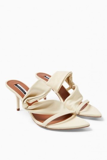 TOPSHOP NIGHT Leather Buttermilk Tubular Mules - flipped
