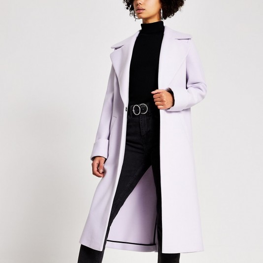 RIVER ISLAND Purple longline single breasted coat – classic style winter coats