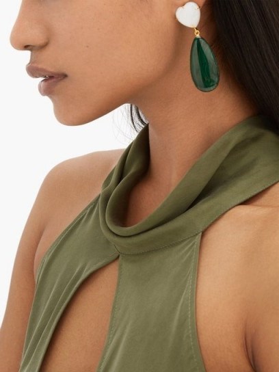 LIZZIE FORTUNATO Roumana malachite drop earrings ~ large green drops - flipped