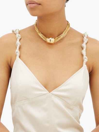 BOTTEGA VENETA Sphere pendant 18kt gold-plated choker necklace – statement chokers