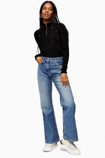 Topshop Two 90s Rigid Flare Jeans in mid stone - flipped