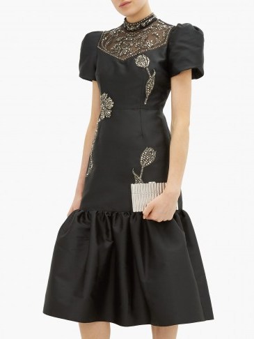 ERDEM Valetta crystal-embellished mikado dress in black / lbd - flipped