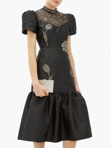 ERDEM Valetta crystal-embellished mikado dress in black / lbd