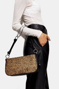 TOPSHOP WHIRL Leopard Shoulder Bag With Leather