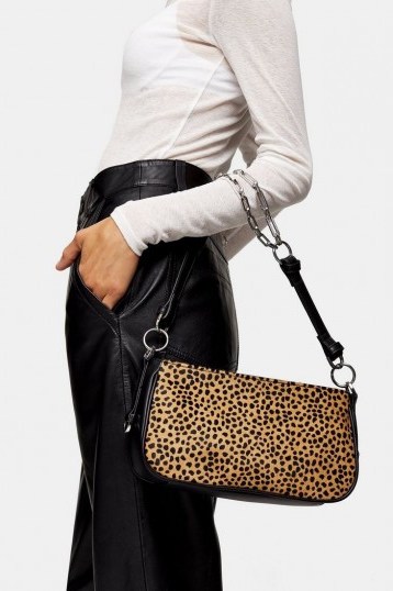 TOPSHOP WHIRL Leopard Shoulder Bag With Leather - flipped