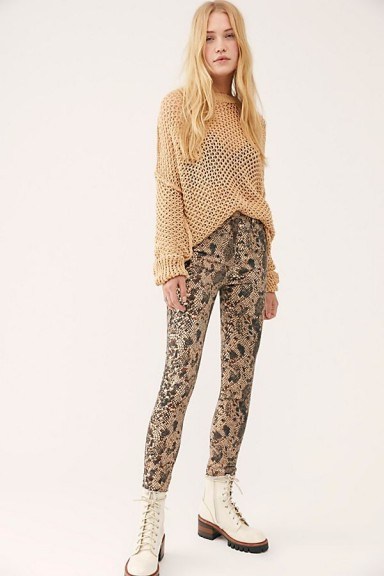 We The Free Raw High Rise Printed Jeggings in Two Faced Snakeskin – denim skinnies - flipped