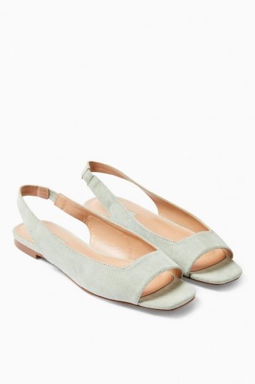 TOPSHOP ANNIE Mint Square Peep Slingback Shoes – open toe slingbacks - flipped