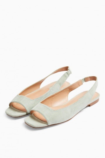 TOPSHOP ANNIE Mint Square Peep Slingback Shoes – open toe slingbacks