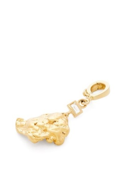AZLEE Aurum diamond and 18kt gold nugget charm / luxury necklace charms - flipped