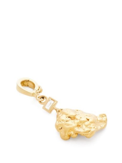 AZLEE Aurum diamond and 18kt gold nugget charm / luxury necklace charms